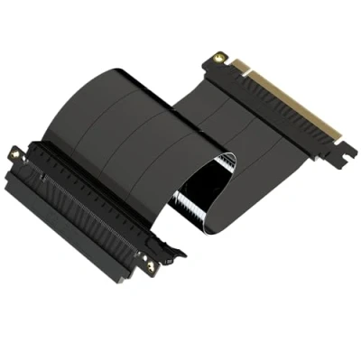 Image de LINKUP AVA5 Câble Riser PCIe 5.0 Futur prêt avec Support GPU Gen 5 Vitesse x16 128Go/s Compatible 4.0 Conçu pour ITX Droit Unique Inversé, Noir 24cm