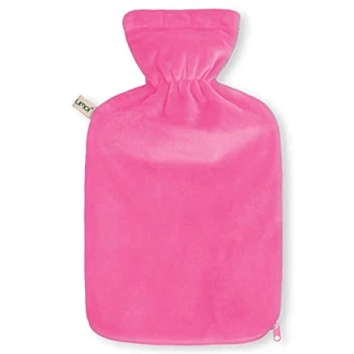 Image de Bouillotte 2 litre avec housse en polaire coréenne Supersoft de haute qualité fermeture éclair et doublure supplémentaire certifiée BS1970:2012 testé TÜV Rheinland (rose)