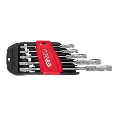 Image de KS Tools 503.4805 Jeu de 5 clés mixtes à cliquet tête inclinable verrouillage 8 19 mm Gamme GEARplus® En chrome Vanadium Finition Satinée