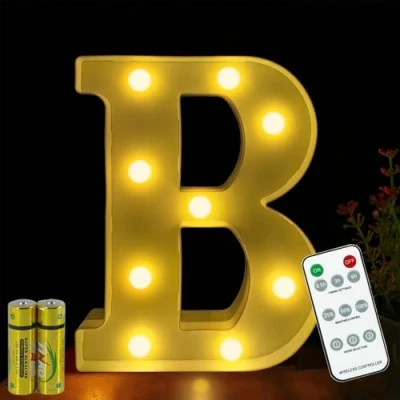 Image de HONPHIER® Lettres Lumineuses Lampe à Lettre Alphabet Lumineux LED Télécommande Lumières Decoration Opérateur Piles pour Fête Mariage Noël Maison Bar Décoration (B)