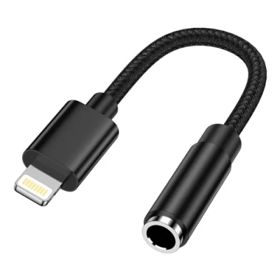 Image de adaptateur de casque pour iPhone, [Certifié MFi] Lightning vers jack 3,5 mm, auxiliaire iPhone 14 Pro Max/14 Plus/14/13/12/11/SE/X/XS/XR/8