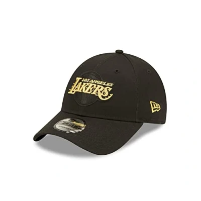 Image de New Era Los Angeles Lakers Fankappe Basketball verstellbar gebogener Schirm Schwarz Gold 9Forty Cap One Size