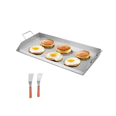 Image de Plaque de Cuisson en Acier inox VEVOR Rectangulaire à Dessus Plat 809 x 370 mm Portable avec Poignée