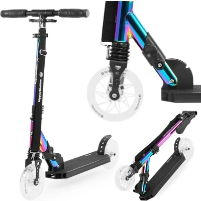 Image de HyperMotion HOLO MAJESTIC Scooter à deux roues pour enfants 7+ et adolescents, Charge maximale jusqu&#039;à 100 kg, Aluminium, Pliable, Réglable en Hauteur de Volant, Roulements ABEC 7, Hologramme