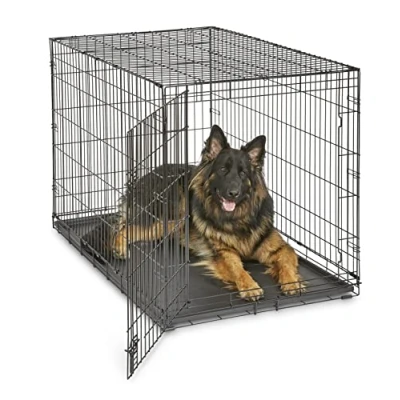 Image de New World B48 Cage pour chiens de petite taille, ment améliorée, 121,92 cm, à une porte, comprenant un plateau étanche, des pieds protégeant le sol et s caractéristiques brevetées