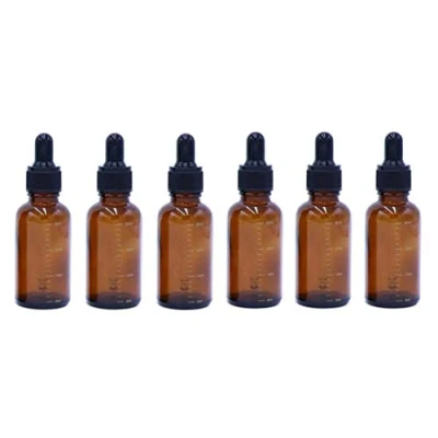 Image de VASANA Lot de 6 flacons 30 ml rechargeables en ambre gradué avec pipette compte gouttes verre pour huiles essentielles, parfums, cosmétiques