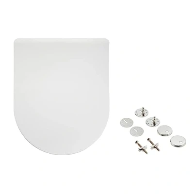Image de Amazon Basics Abattant WC en urée forme de D Finition mate, Blanc, 43 x 36.5 cm