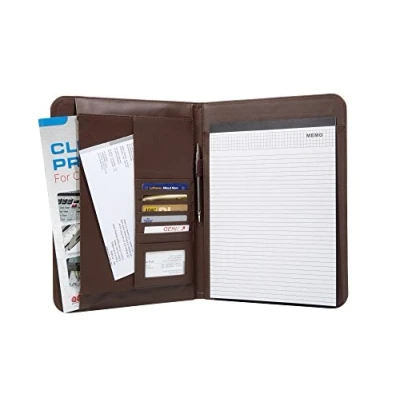 Image de Genie porte documents A4 élégant Wiesbaden (Ultra fin et résistant, similicuir, avec bloc notes, stylo, pochette, poche pour cartes de visite) marron