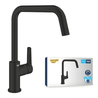 Image de GROHE QUICKFIX Start Robinet de cuisine, Mitigeur Monocommande Evier, Bec Haut, Rotation 150, Noir Mat, 304702430