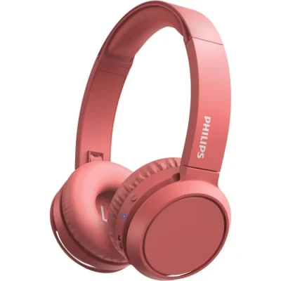 Image de Philips Audio Casque sans Fil Supra auxral H4205Rd/00, Équipés d’Une Touche Bass Boost (Bluetooth, 29 Heures d’Écoute, Fonction de Chargement Rapide),Rouge Mat, Rouge, aural