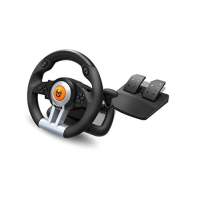 Image de KROM volant de course et pédale jeu K WHEEL NXKROMKWHL Multiplateforme, Levier vitesse palettes sur le , Retour vibrations, Compatible avec PC, PS3, PS4 XBOX, Noir