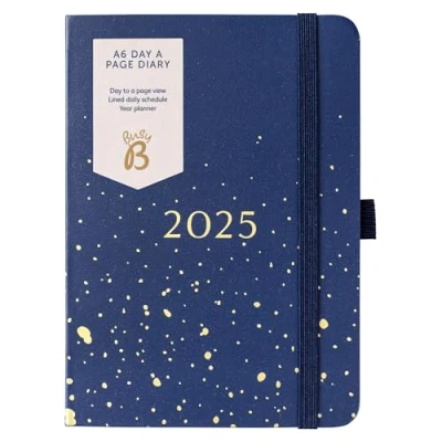 Image de Busy B Agenda journalier Janvier à Décembre 2025 Marine Spray Planificateur A5 avec pages lignées, notes et calendrier annuel