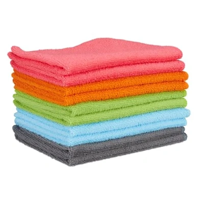 Image de Relaxdays Chiffons Microfibre, Lot de 10, Poussière, Vitres, Nettoyage, Ménage, Lavettes, 40x30 cm, Lavable, Multicolore