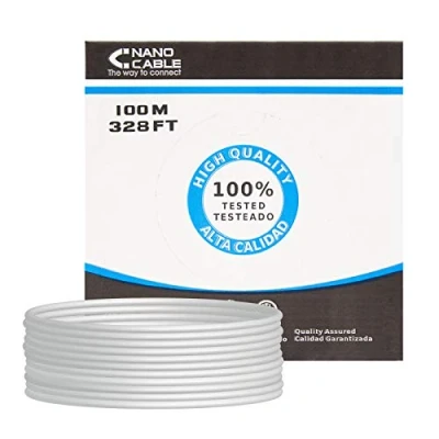 Image de NANOCABLE 10.20.0302 Câble Ethernet rigide RJ45 Cat.5e UTP AWG24, Gris, 100mts