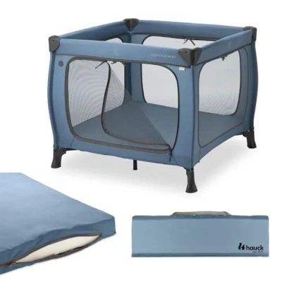 Image de hauck Lit Parapluie et Parc Bebe Sleep N Play SQ Set, Inclus Matelas de 5 cm d&#039;Épaisseur, Pliable, Compact, Sac Transport, pour Bébés Enfants la Naissance à 15 kg, Bleu Foncé