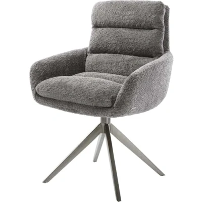 Image de Chaise pivotante Abelia Flex avec accoudoirs bouclé gris pied croisé large grafiete pivotement sur 360 fonction bascule