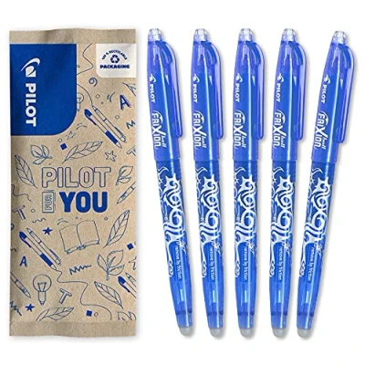 Image de PILOT 5 Frixion Ball Encre Gel Effaçable Stylo Roller Rechargeable et Ergonomique Bleu Pointe Fine