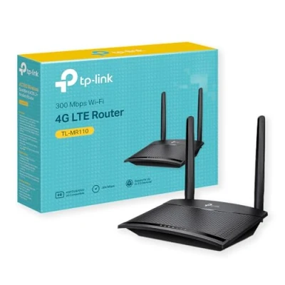 Image de TP Link TL MR110 Routeur 4G LTE WiFi N300Mbps, CAT4 Vitesse Jusqu&#039;à 150Mbps, Box SIM, Modem 4G, 2 x SMA pour Antenne Externe, Ports Ethernet, Antennes Amovibles, Compatible Tout Opérateur