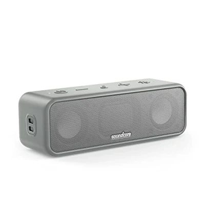 Image de Soundcore 3 Enceinte Bluetooth Son stéréo, Drivers de diaphragme Pur Titane, Technologie PartyCast, BassUp, autonomie 24 h, étanchéité IPX7, appli pour égaliseurs personnalisés, utilisable à Domicile