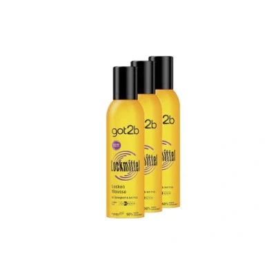 Image de got2b Schwarzkopf Lot de 3 mousses pour boucles 250 ml Avec maintien des et rebonds définis Dompte les cheveux Effet anti frisottis