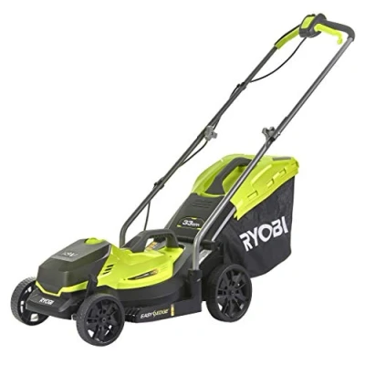 Image de RYOBI Tondeuse 18V coupe 33 cm ramassage et mulching 1 batterie lithium+ 4,0 Ah chargeur rapide 2,0 A RLM18X33B40, Noir, Vert