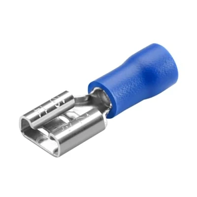 Image de Heschen femelle rapide Déconnecte Vinyle isolée, FDD2 250, 6.3 x 0.8mm câble terminal, pour 1,5 2,5mm² (1614 AWG), Bleu, Lot de 100