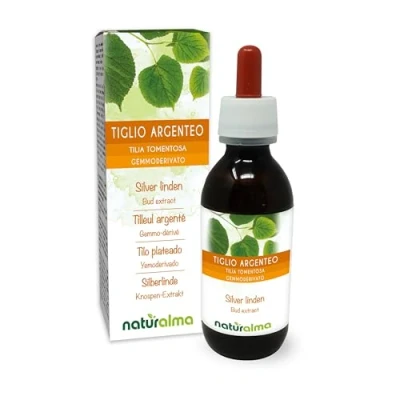 Image de Tilleul argenté (Tilia tomentosa) Gemmo dérivé sans alcool à base de bourgeons frais Naturalma Extrait liquide gouttes 120 ml Complément alimentaire Végétalien ou végan