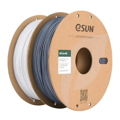 Image de eSUN Filament PLA+ 1.75mm, 3D Imprimante Haute Vitesse Précision Dimensionnelle +/ 0.03mm, 1 KG par Bobine, 2 Bobines de PLA Plus Rapide pour Imprimantes,Blanc Froid et Gris