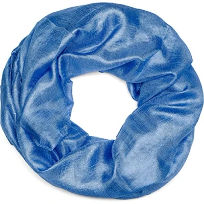 Image de styleBREAKER foulard femme loop léger et soyeux avec paillettes en couleurs unies, tubulaire, écharpe 01016214, couleur:Bleu