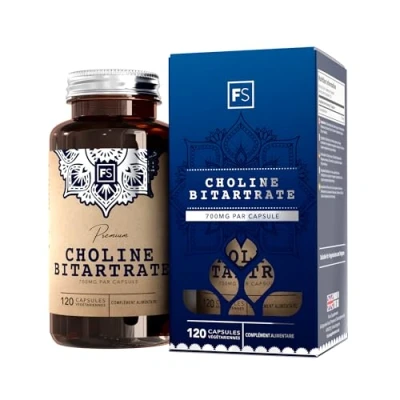 Image de FS Choline 120 Capsules Bitartrate Végétalien 700mg de par Portion Nootropics Sans OGM, Gluten et Allergène Fabriqué au Royaume Uni