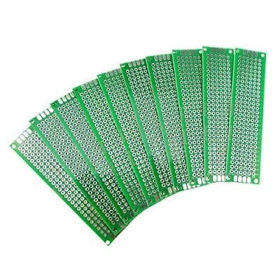 Image de Aihasd 10 pièces Carte PCB double face Kit de maquette prototype 2x8 CM Circuit imprimé à grille trous planche pain Compatible avec les kits Arduino pour le bricolage