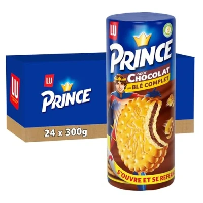 Image de LU Prince 24 Rouleaux de Chocolat Biscuits Fourrés Blé Complet et Riche en Céréales Gourmands Croustillants Idéal pour le Goûter des Enfants Lot 24x300g