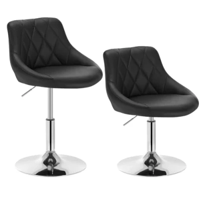 Image de WOLTU Lot de 2 Tabouret comptoir Réglable en Hauteur et pivotante,Tabouret bistrot Similicuir Structure métallique, 42 58cm, Blanc, BH241ws