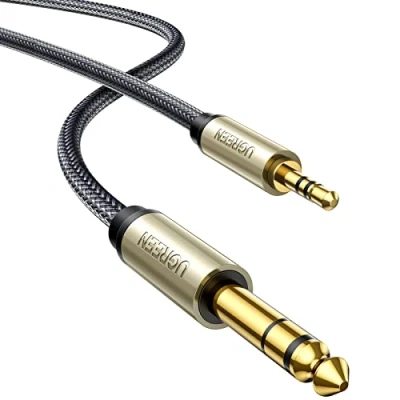Image de UGREEN Câble Audio Jack 3.5mm vers 6.35mm Stéréo Nylon Tressé Compatible avec Piano Électronique Amplificateur de Guitare Table Mixage Ordinateur Smartphone Casque Chaîne HiFi (2M)