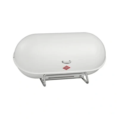 Image de WESCO Boîte à pain Breadboy avec couvercle pivotant sans cliquetis de couleur blanc mat, tôle d&#039;acier revêtue par pulvérisation, trous d&#039;aération et poignée stable