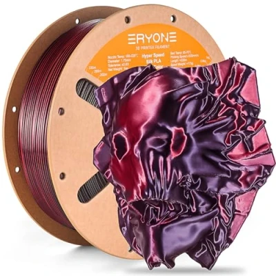 Image de ERYONE High Speed Filament Silk Dual Color 1.75mm +/ 0.03mm, 3D Printing PLA Pro Fit Most FDM Printer, 1kg / Spool, Black &amp; Red