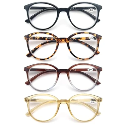 Image de MODFANS Lot de 4 Lunettes Lecture 2.5 Homme Femme,Lunettes Loupe Branches a Ressort,Lunettes Vue Monture Leger,Noir Leopard Marron Jaune