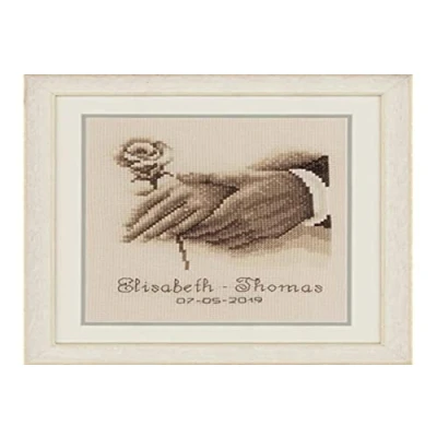 Image de Vervaco PN 0179745 Ehe Rings Kit de broderie au point croix en coton Multicolore Env. 16 x 18 cm.