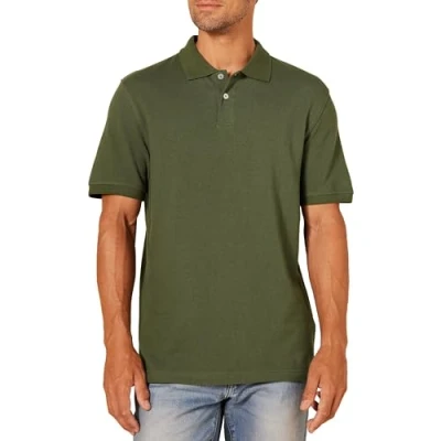Image de Amazon Essentials Polo en Coton Piqué Coupe Ajustée Homme, Vert Olive, L