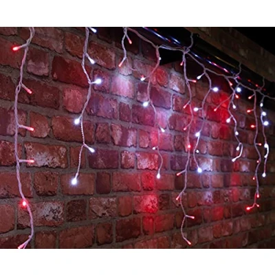 Image de Christmas Concepts® 720 23,8 m/78ft Rouge/Blanc LED Snowing Icicle Lights avec contrôleur de Vitesse Éclairage extérieur Noël Économe en énergie A++