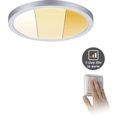 Image de Paulmann 92991 Panneau LED Spots encastrés Areo VariFit IP44 3 Niveaux 175 mm Rond INCL. 1x13 Watts gradable Chrome Mat Plastique 2000 K, Matière, 13 W