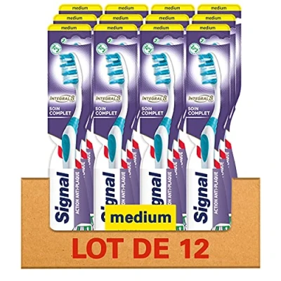 Image de SIGNAL Brosse à Dents x12 Medium, Integral 8 Soin Complet, Pour une hygiène Bucco dentaire en profondeur, Recyclable(lot de 12)