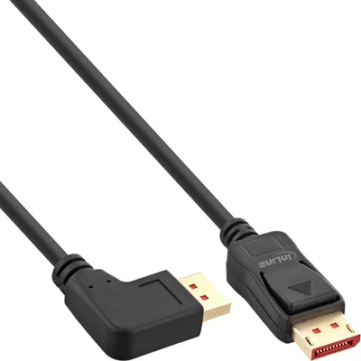 Image de InLine® Câble DisplayPort 1.4 8K4K coudé à gauche Noir/doré 2 m