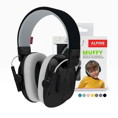 Image de Alpine Muffy Casque Anti Bruit : protection auditive pour enfants jusqu&#039;à 16 ans CE Certifié Confortable et réglable Prévient les troubles auditifs Robuste facile à ranger Noir