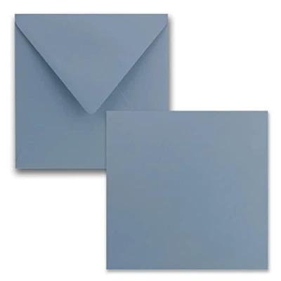 Image de FarbenFroh by GUSTAV NEUSER Lot de 25 cartes simples, carrées, 15 x cm, avec enveloppes, bleu grisâtre, pour vœux, etc 4151 2Q 74