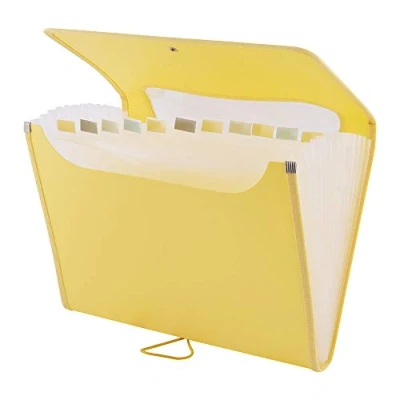 Image de D.RECT 5590 Trieur Extensible 12 Poches A4 Classeur documents Accordéon Pochettes Porte jaune