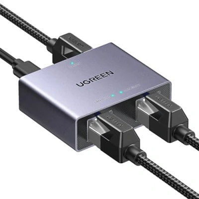Image de UGREEN Switch Ethernet 2 Port RJ45 1000 Mbps Splitter Network Compatible avec Ordinateur Routeur Décodeur Téléviseur