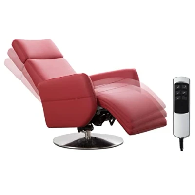 Image de CAVADORE Cobra Fauteuil Relax avec 2 Moteurs Électriques, Télécommande, Fonction Relax/couchée, Taille Ergonomique L, Max 130 kg, 71 x 112 82 cm, Cuir Véritable, Rouge