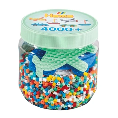 Image de Hama Pot Vert 4000 Perles + 3 plaques à repasser taille Midi Loisirs créatifs 2053