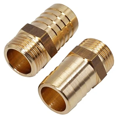 Image de SKIR&#039;CO Lot de 2 raccords cannelés mâles en laiton 1/2&quot; x 20 mm, adaptateur tuyau barbelé, connecteur queue tuyau, filetage BSP